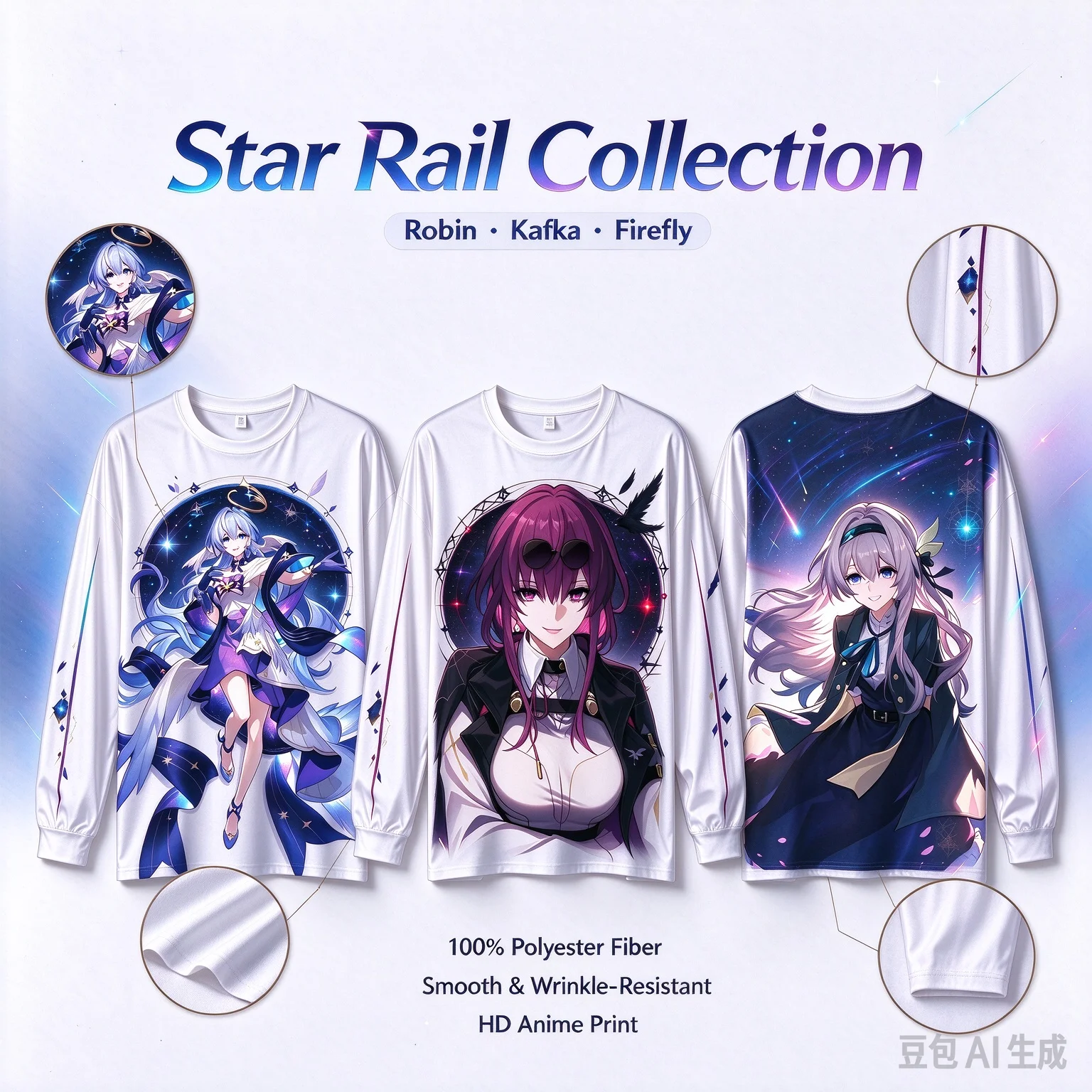 Honkai Star Rail Collection Long Sleeve T-shirt Robin Kafka Firefly Anime Graphic Oversized Tee Unisex Streetwear Casual Tops