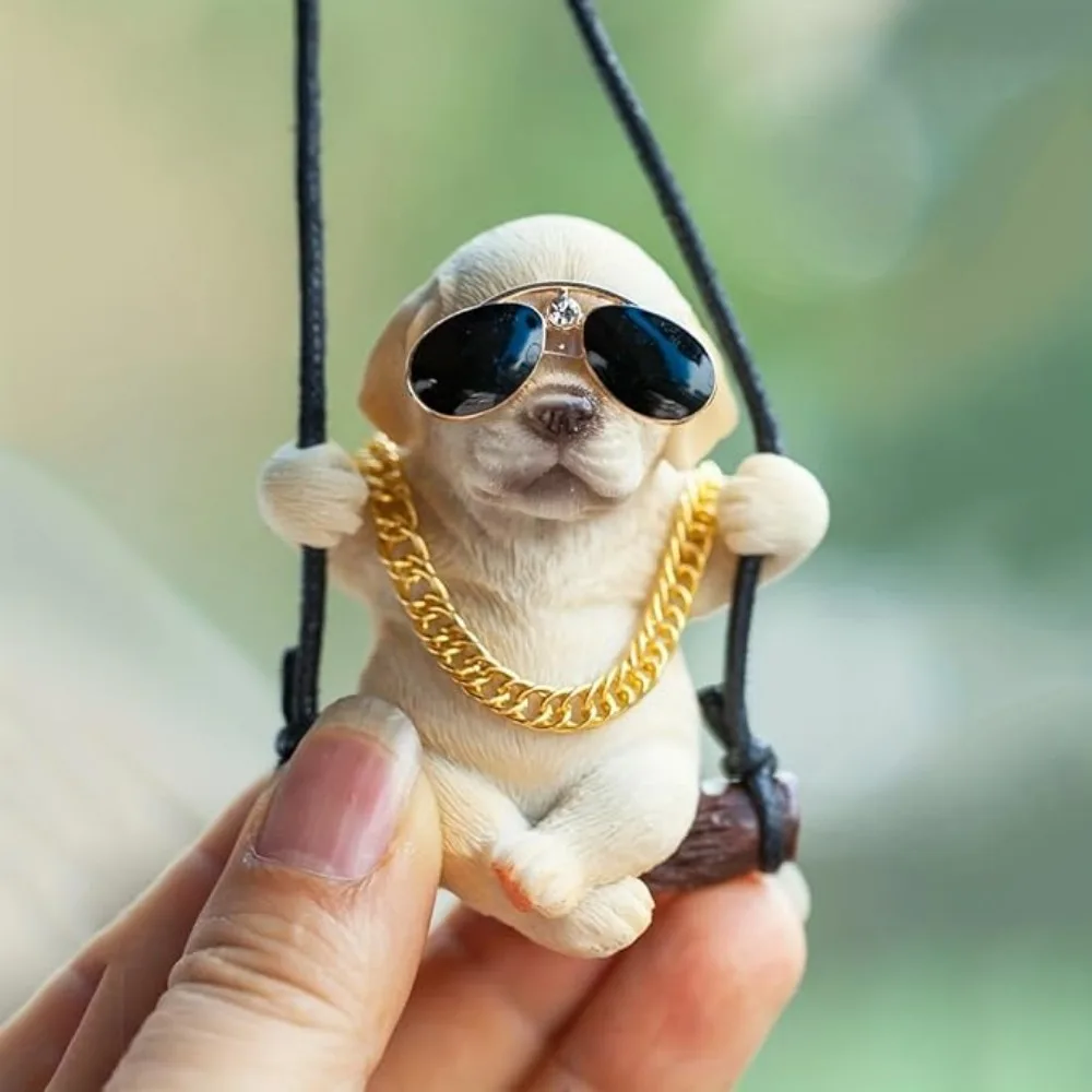 Cute Swing Dog Bulldog Model Auto Rearview Mirror Hanging Pendant Decoration Kwaii Lap-dog Car Interior Accessories Ornaments