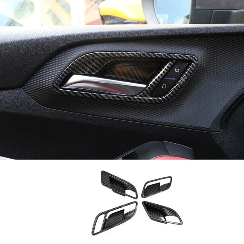 4PCS for MG 5 MG5 2020 2021 Car Inner Door Handle Bowl Cover Trim Carbon Fiber ABS Decoration Frame Sticker Accessories