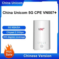 Ontgrendeld China Unicom 5G Cpe Vn007 2.3Gbps Draadloze Cpe 5G Nsa/Sa Nr N1/N3/N8/N20/N21/N77/N77/N78/N79 4G Lte Band1/3/8 Met Sim kaart