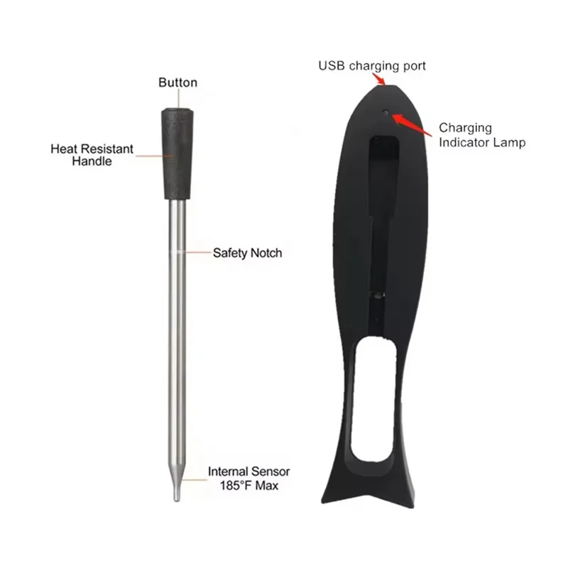 AT51-Meat Thermometer Wireless Meat Thermometer Distance Remote Probe Thermometer With APP