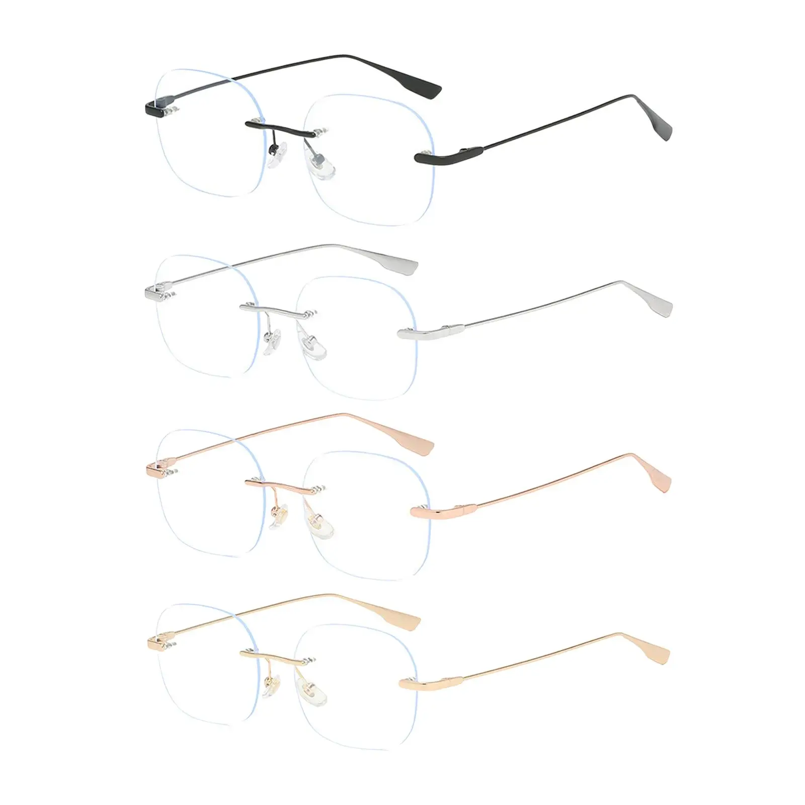 Lunettes légères sans cadre pour hommes et femmes, lunettes confortables, anti-lumière bleue, lunettes pour adultes, ordinateur, vacances