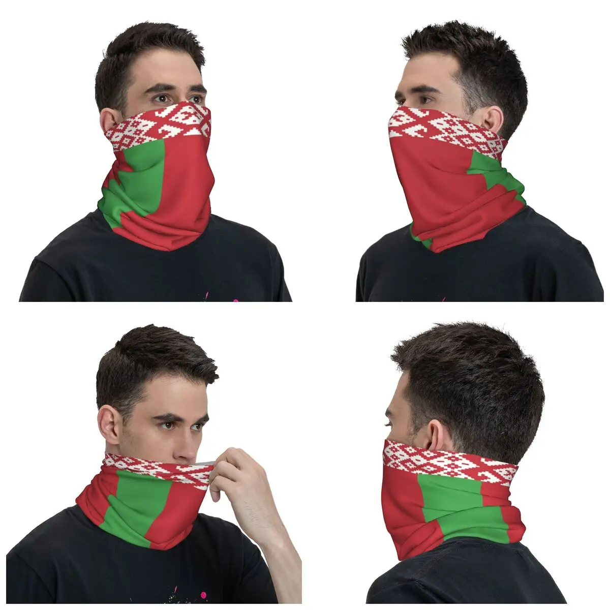 Custom Flag Of Belarus Bandana Neck Gaiter Windproof Face Scarf Cover Women Men Headwear Tube Balaclava