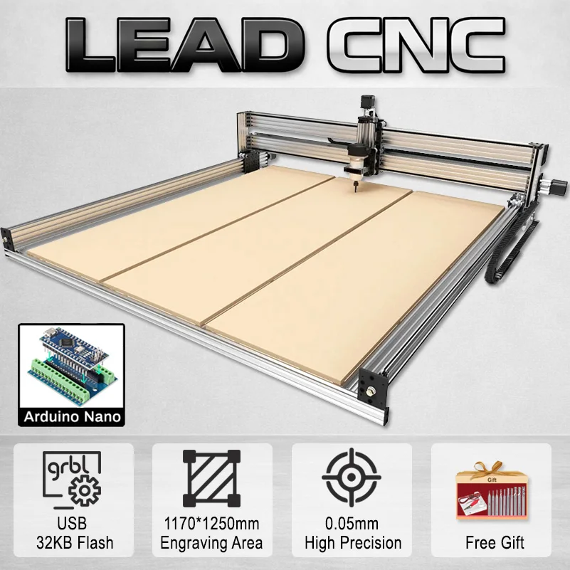 OpenBuilds LEAD CNC 4-Axis CNC Router Machine Full Kit GRBL Dual X Axis CNC Engraving Machine for Wood Metal Acrylic PCB MDF