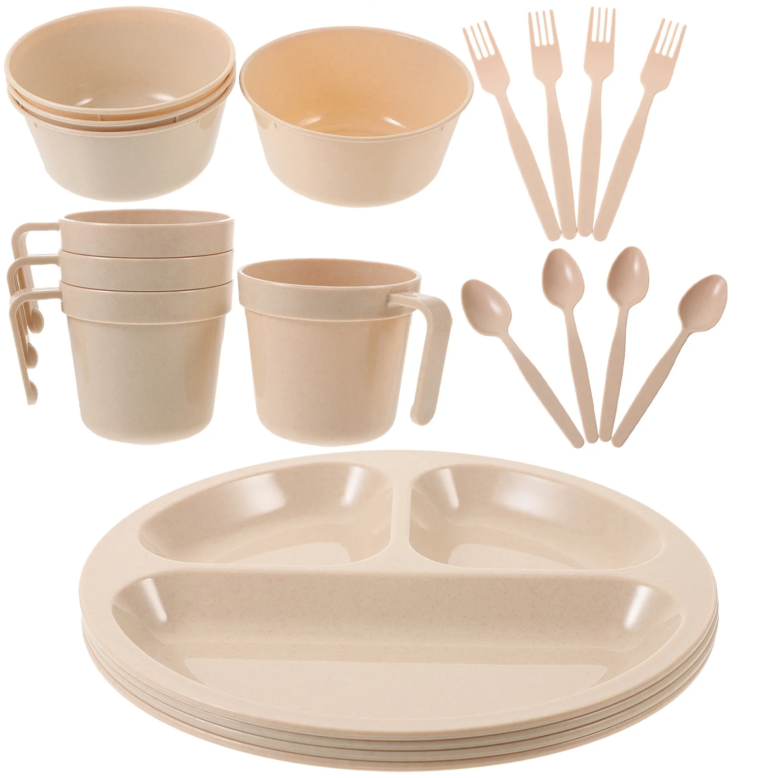 

Picnic Bag Tableware Set Cutlery Plate Camping Bowl Plastic Food Dish for Outdoor