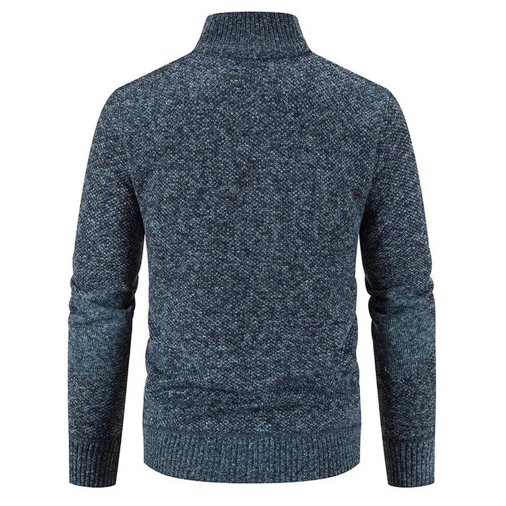 Men's Knit Zip-Up Cardigan Jacket for Winter Casual Use Long Sleeve Solid Color Lapel Neck Regular for Fit Sweater-Like Layering