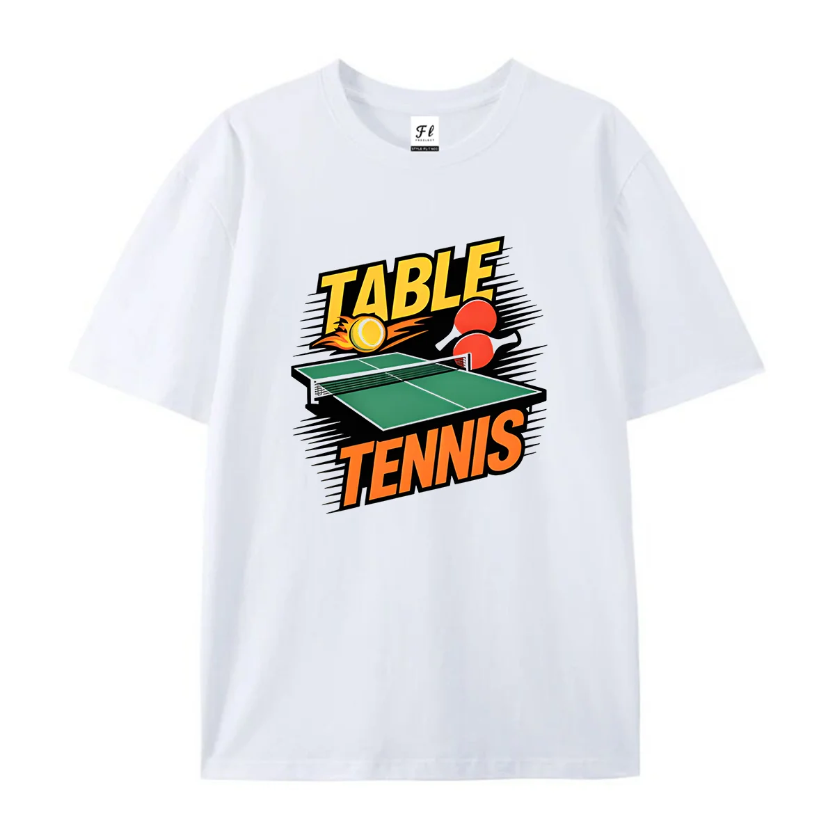 Unisex Table Tennis Graphic Tshirt Summer O Neck Short Sleeve Ping Pong Table Racket Flame Ball Sport Lover Print Casual Soft