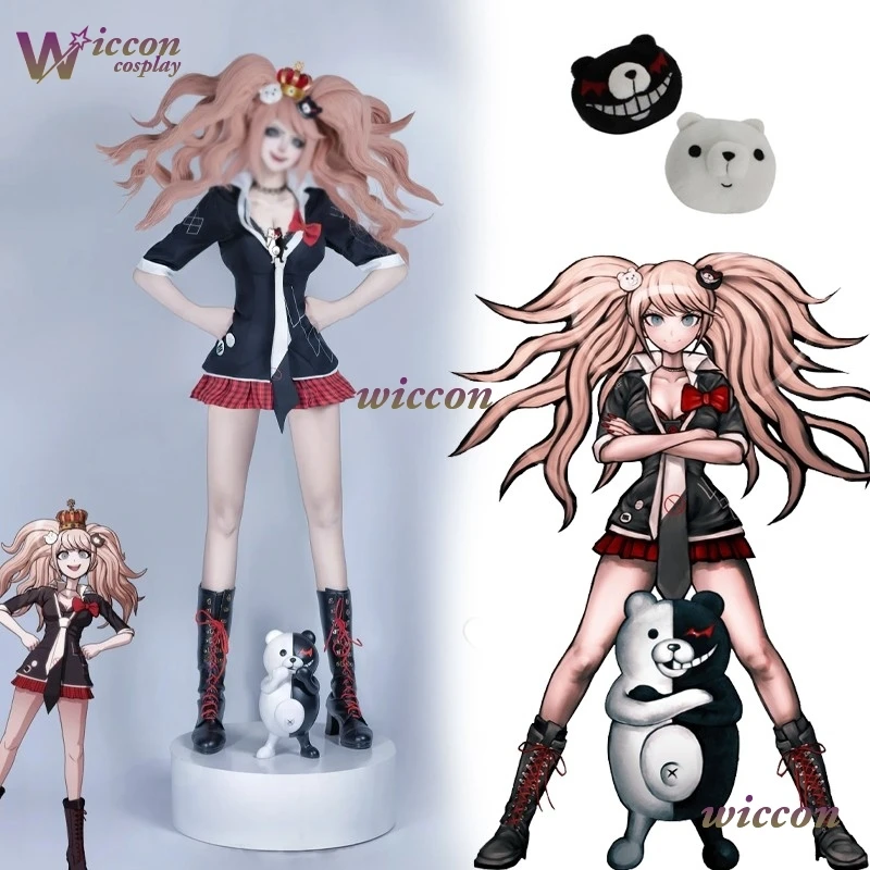 Kosplay Junko Enoshima Cosplay Costume Wig Anime Game Despair Sisters Ultimate Fashionista Danganronpa Halloween Party Clothes view 2