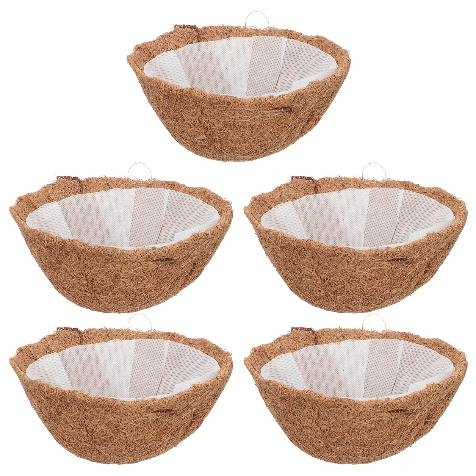 

5 комплектов подвесных корзин из кокосового волокна, полусферической формы, натуральные вкладыши для кашпо для садоводства в помещении и на улице, для офисов, отелей, цветочных композиций