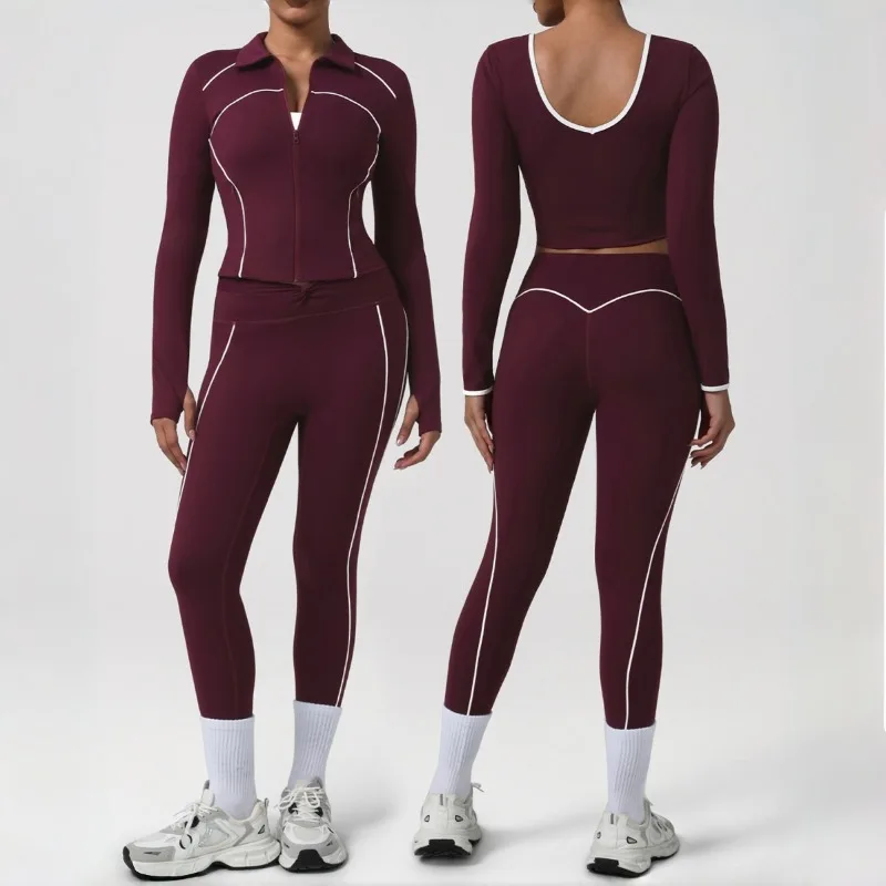 

Women's Color Blocking Yoga Set High Waist Tight Fitting Quick Drying Sportswear Outdoor Running and Leisure Fitness Set