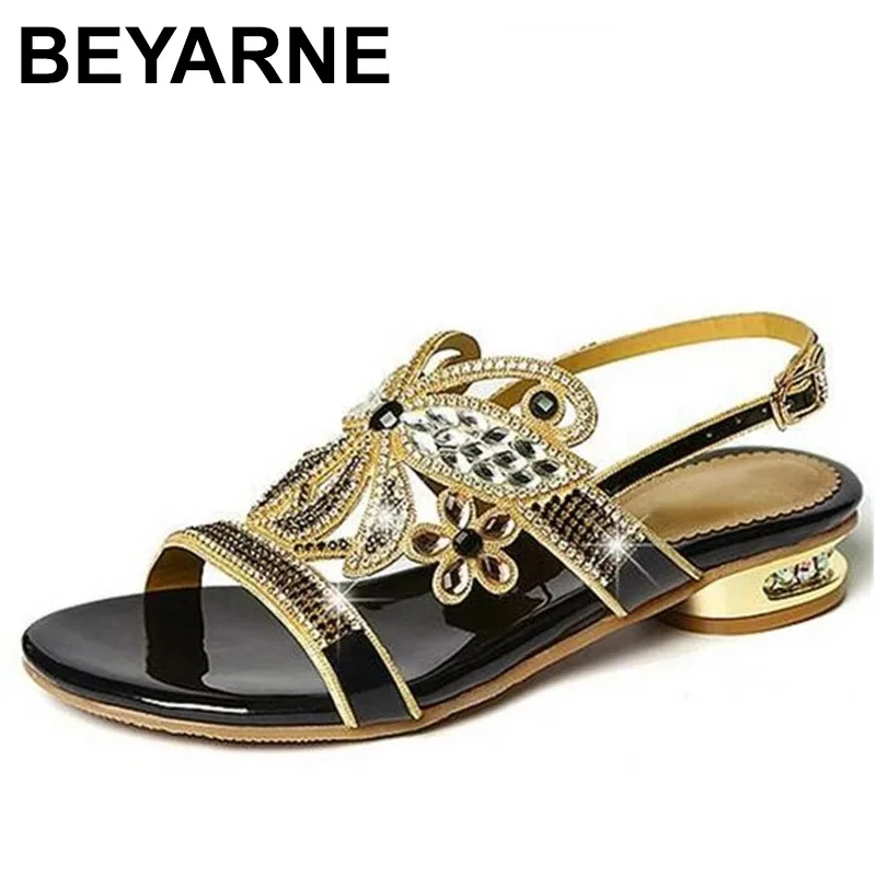 BEYARNE Fashion women\'s sandals Women Crystal Slippers Glitter Bling Female Flip Flops Outdoor Ladies Slides Hot Beach Shoes