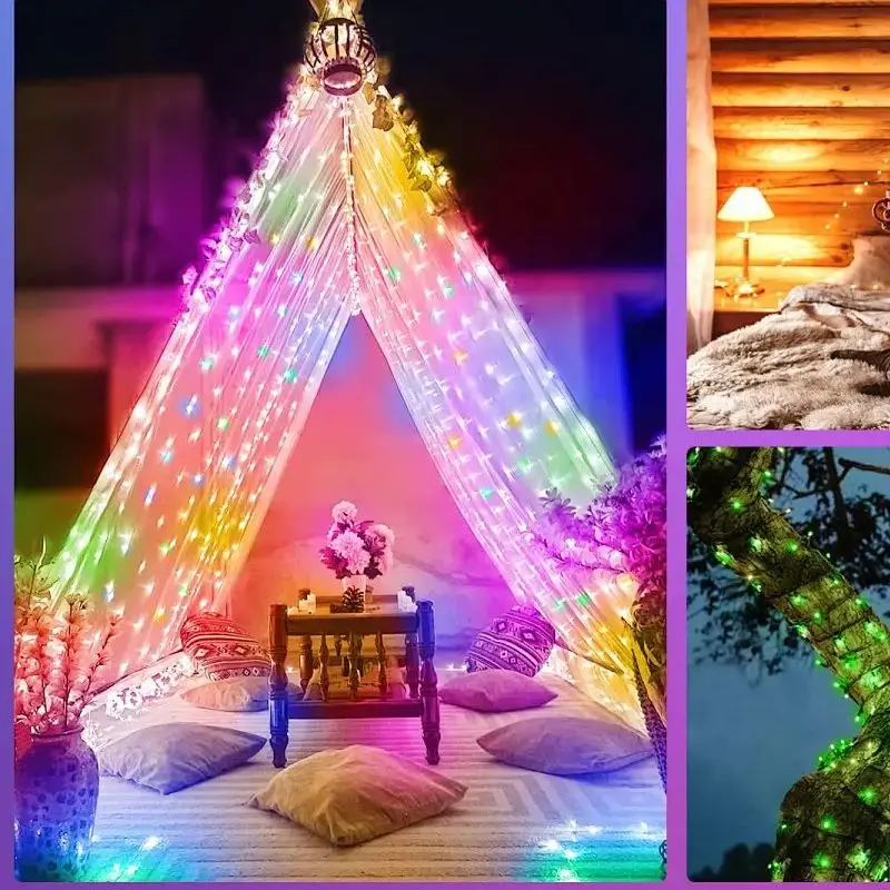 Smart RGB Weihnachtsbaum Lichter Fee LED Stern Saiten Wasserfall APP Bluetooth Musik Rhythmus Lichter RGB LED Weihnachten Urlaub Dekor