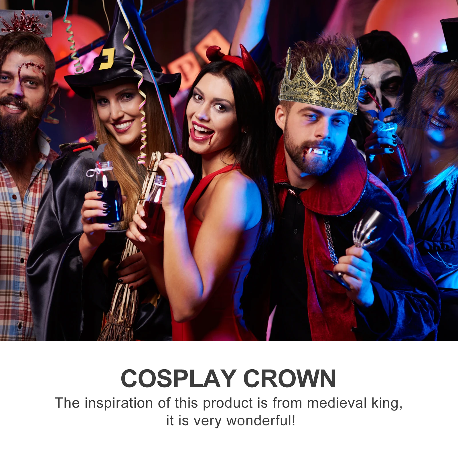 

Medieval King Crown Headband Pu Golden Crown Adjustable Size For Cosplay Wedding Party Decoration Men'S Royal Headdress