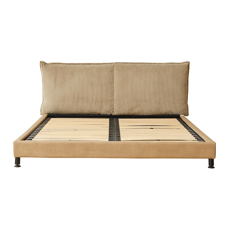 

Кровать с вельветовой обивкой в стиле ретро, двуспальная кровать в спальне, простая легкая роскошная тканевая кровать в американском стиле.