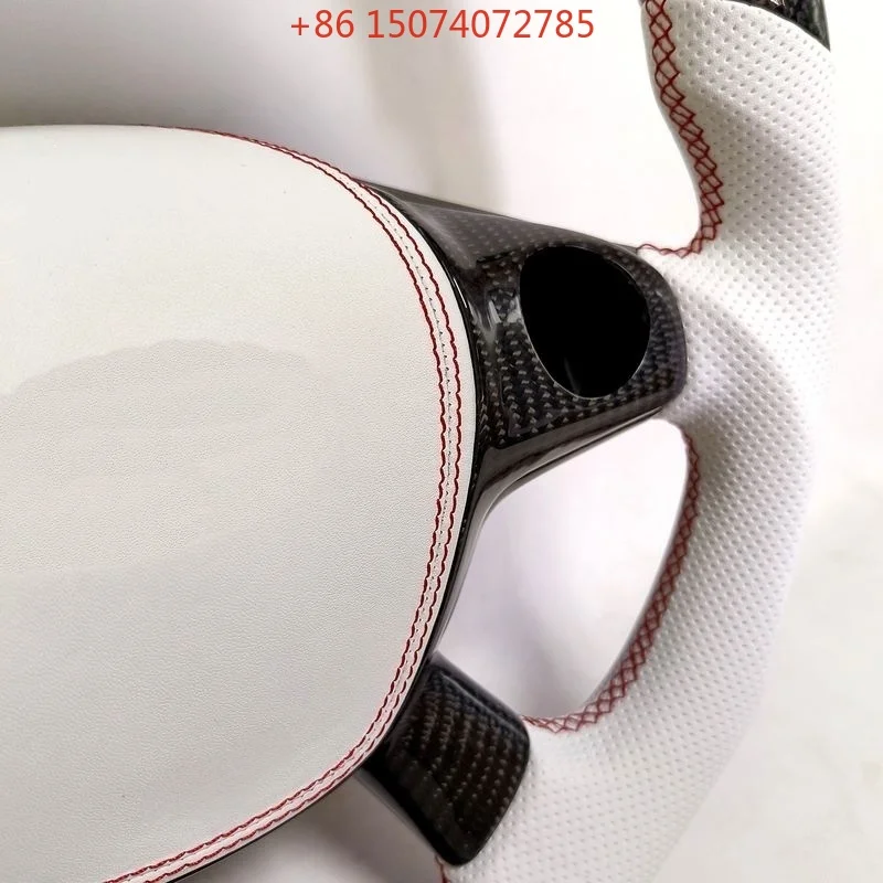 New Focus Custom Racing-Style Real Carbon Fiber LED Steering Wheel with 35mm Grip Diameter 3-Year Warranty for Car Modification