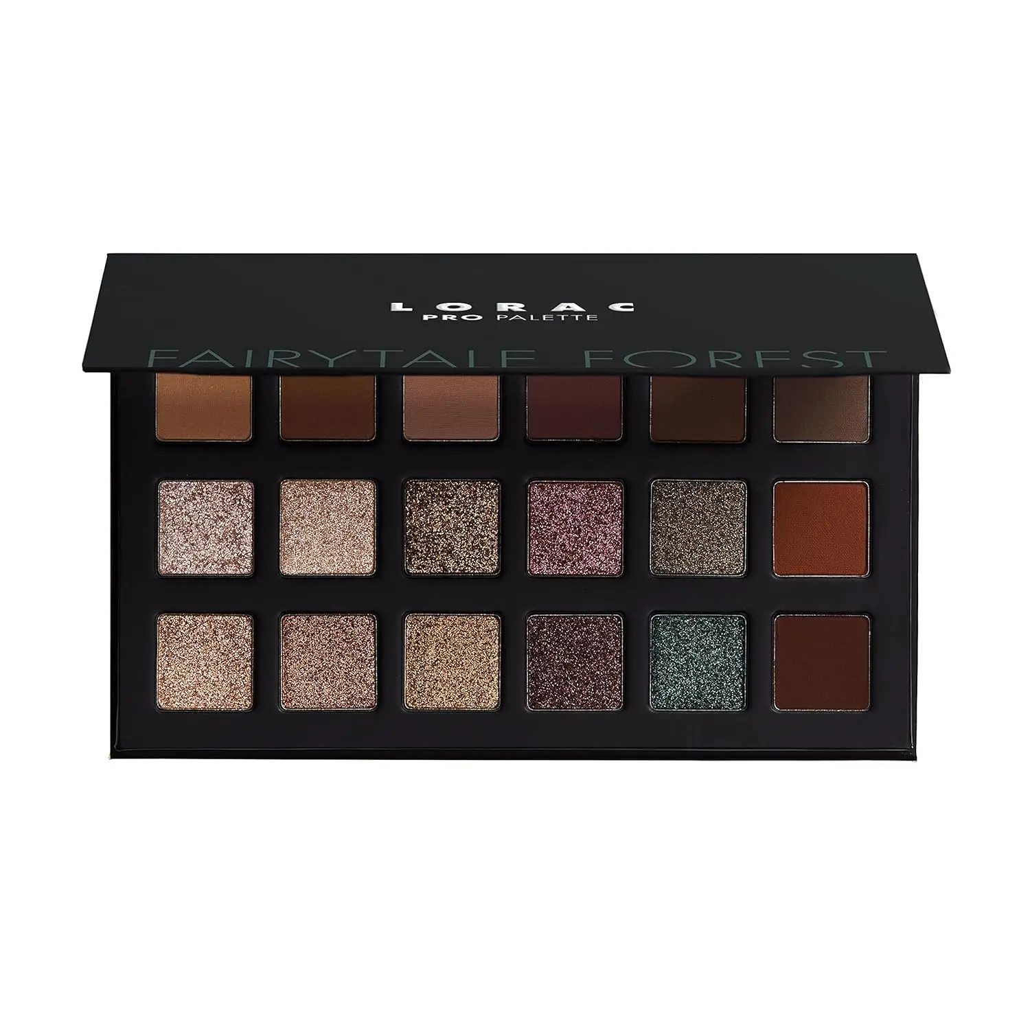 Paleta cieni do powiek Fairytale Forest z matowymi i błyszczącymi wykończeniami, brokatem, kompakt z lusterkiem, cruelty-free, wegańska