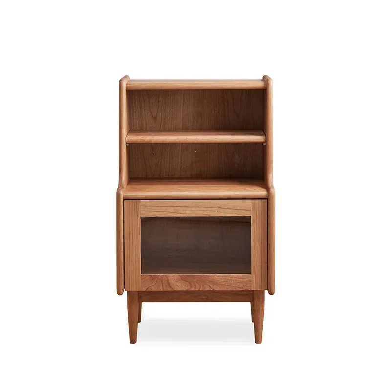 Magazine side cabinet, Nordic cherry wood, black walnut small apartment, narrow sofa storage side cabinet