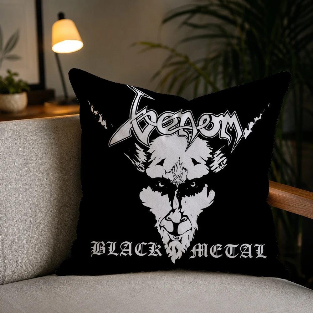 V-Venoms Black Metal Band Pillow Case Plush Pillow Cases Home Decoration Pillow Cover for Sofa Bed Chair Living Room