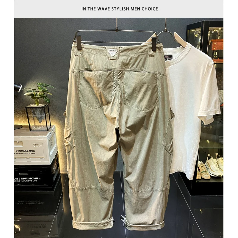 

American High Street Casual Pants Men's Summer Thin Cool Breathable Loose Straight Trendy Wide Leg Long Pants