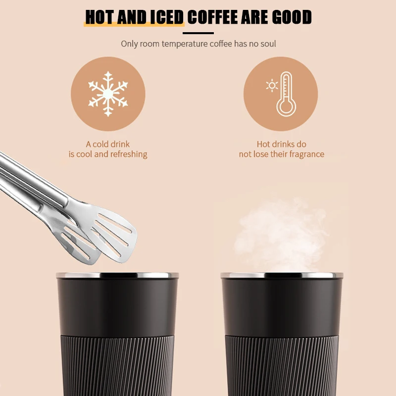 380ml/510ml Coffee Thermos Mug Leak-Proof Non-Slip Car Vacuum Flask Travel Thermal Cup Double-wall Stainless Steel Water Bottle