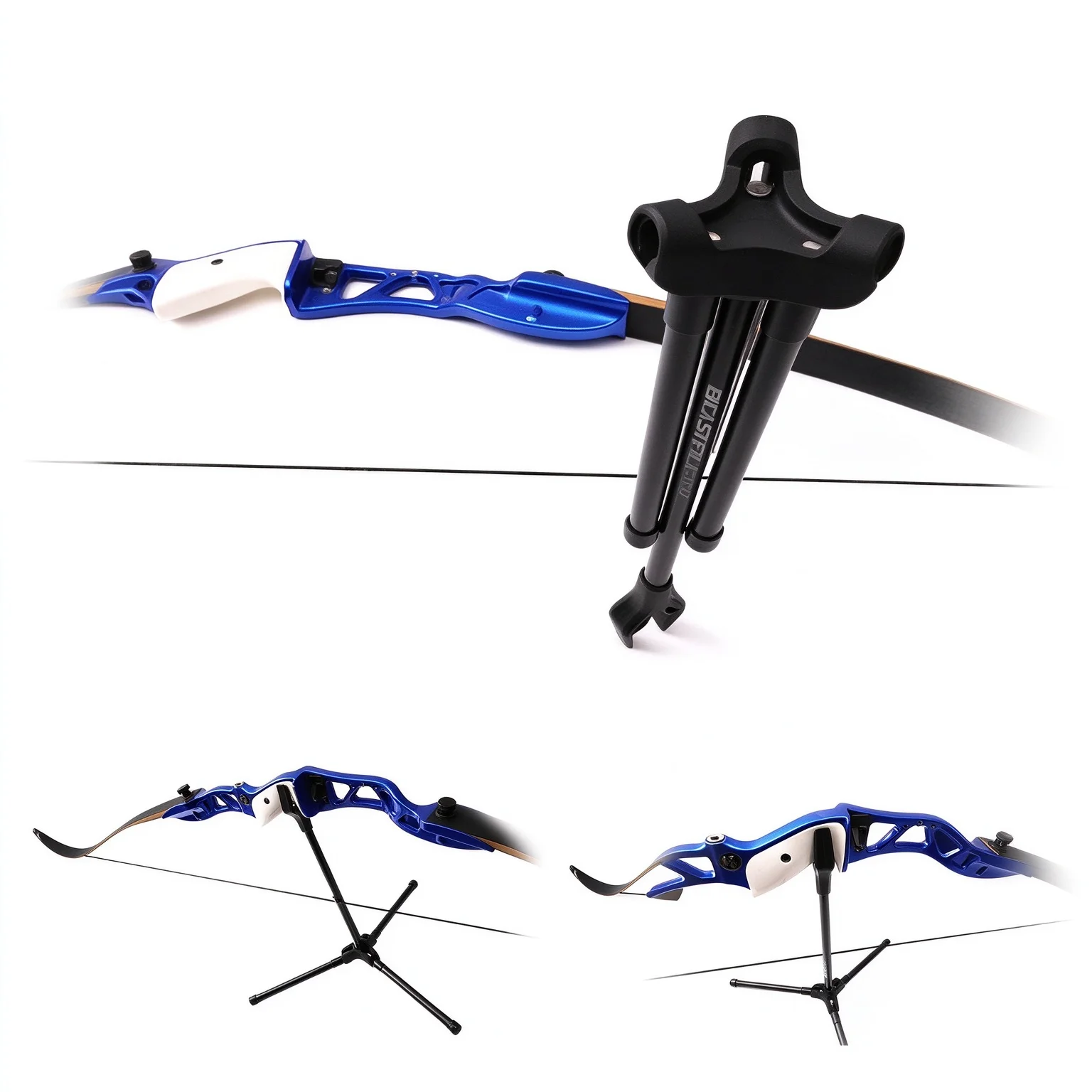 BICASTER TRIPO Fiberglass Bow Stand Folding Automatic Bow Holder for Recurve Bow Longbow Takedown Archery Target Shooting