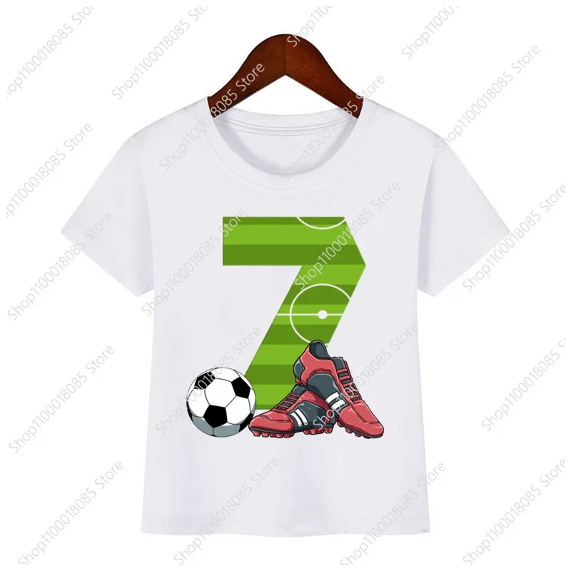 Kids Football Birthday Boy T-Shirts Custom Number Name Funny Cute Gift Shirt Soccer Birthday Number Printed T-Shirt