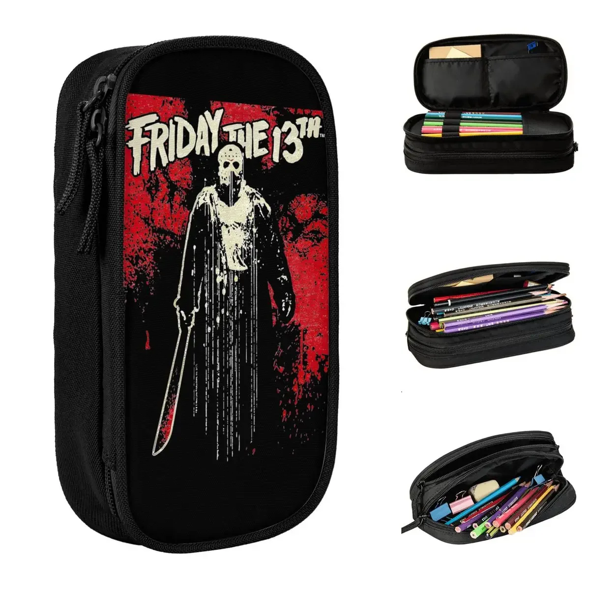 

Friday The 13th Horror Jason Voorhees Pencil Case Pencilcases Pen Box Kids Large Storage Bag School Supplies Gifts Stationery