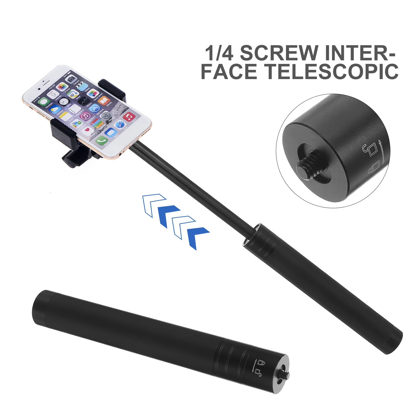

Adjustable Extension Rod 19.5Cm To 73Cm Portable Telescopic Selfie Stick For Daily Use Stable Tripod Handle 1/4 Screw