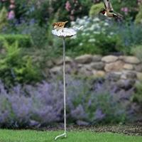 Bird Bath Easy Installation Decor Standing Iron Birdfeeder Garden Birdbath Outdoor Bird Feeder for Yard Garden Lawn Outside Deck