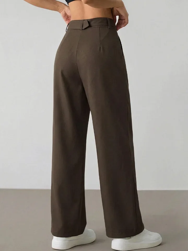 

Fashion Casual Pants Women's 2026 New Solid Polyester Straight Leg Pants Temperament Commuting Women Office Business Trousers