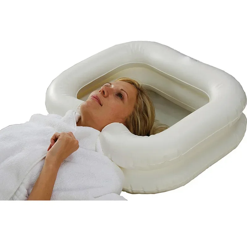 

Inflatable Shampoo Basin Tub Bed Rest Nursing Aid Sink with Drain Tube for The Disabled Portable Hair Washing Basin Shampoo Tray