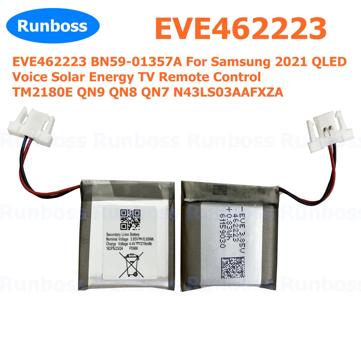 Batería de 215mAh 462223 BN59-01357A para Samsung 2021 QLED voz energía Solar TV Control remoto TM2180E QN9 QN8 QN7 N43LS03AAFXZA
