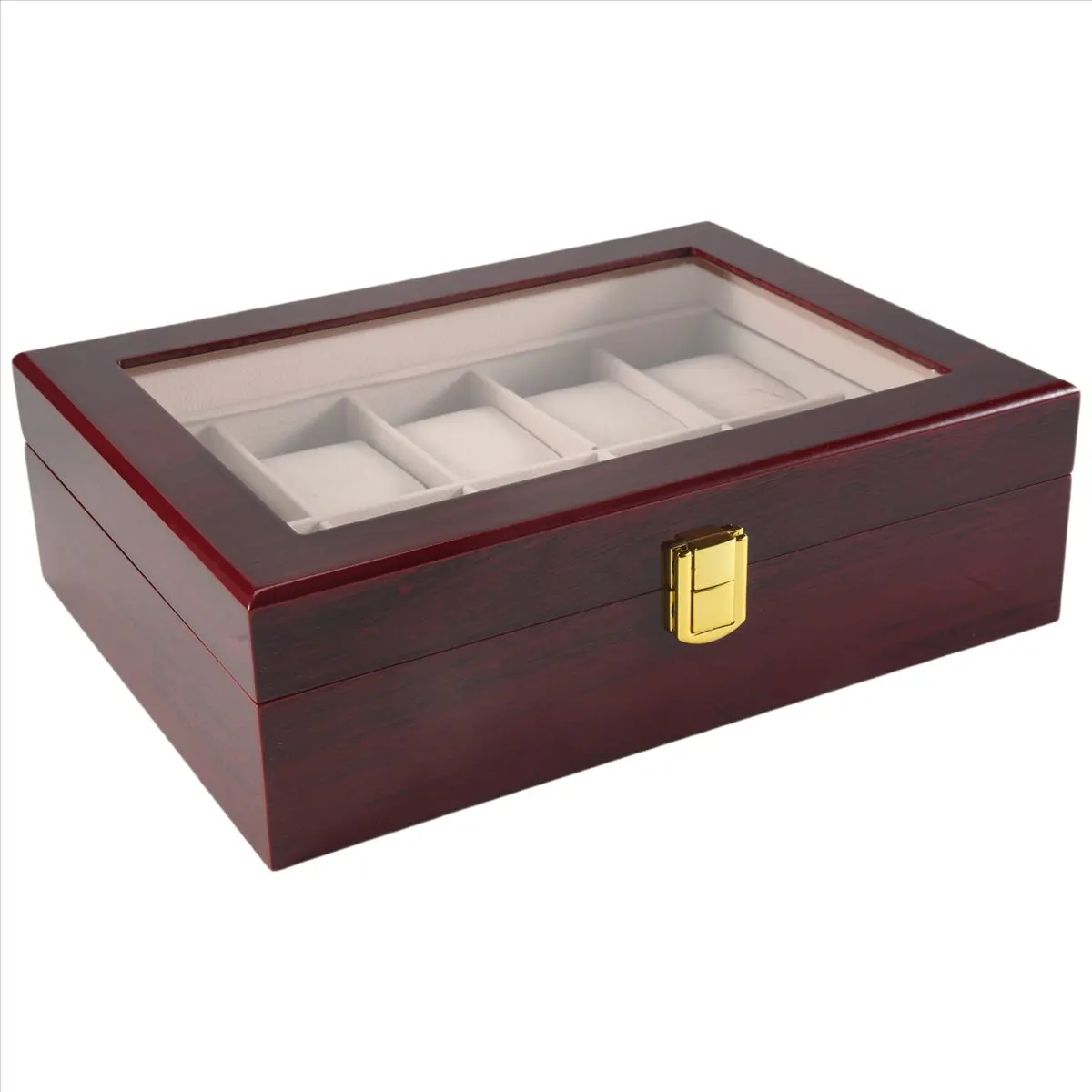 

ABLG Роскошная деревянная коробка для часов, коробка-держатель для часов, мужской стеклянный верх, органайзер для ювелирных изделий, коробка с 10 сетками, органайзер для часов
