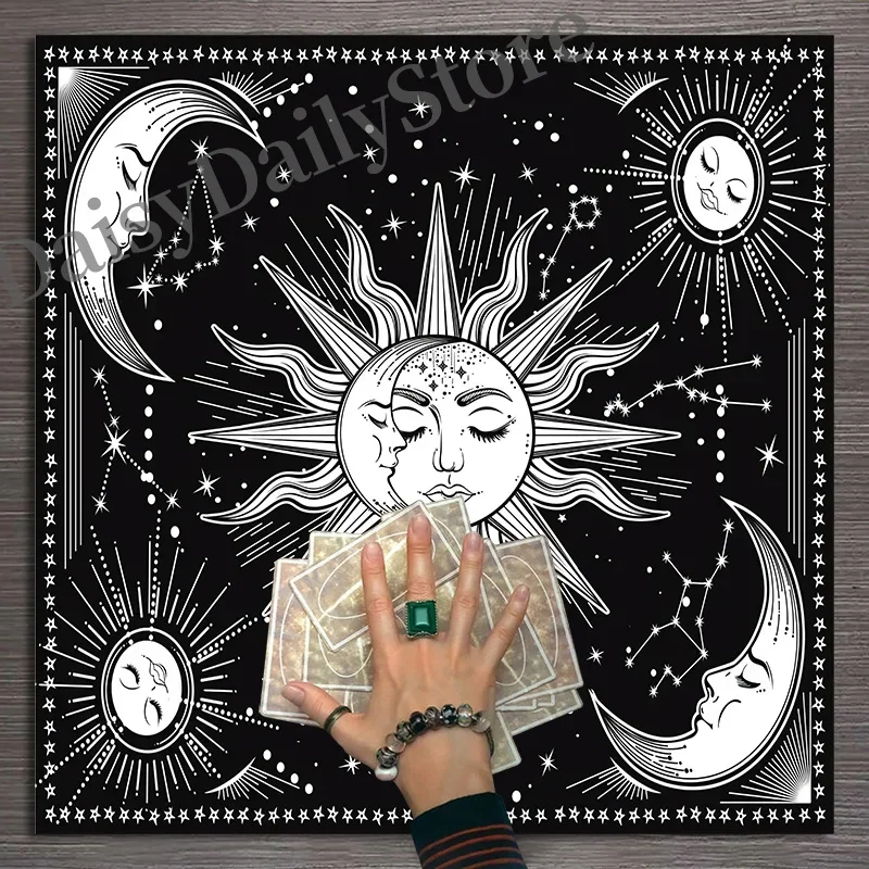 Sun Moon Tarot Table Altar Cloth Metaphysical Board Game Mat Pendulum Divination Altar Tablecloth Board Game Card Pad Gift