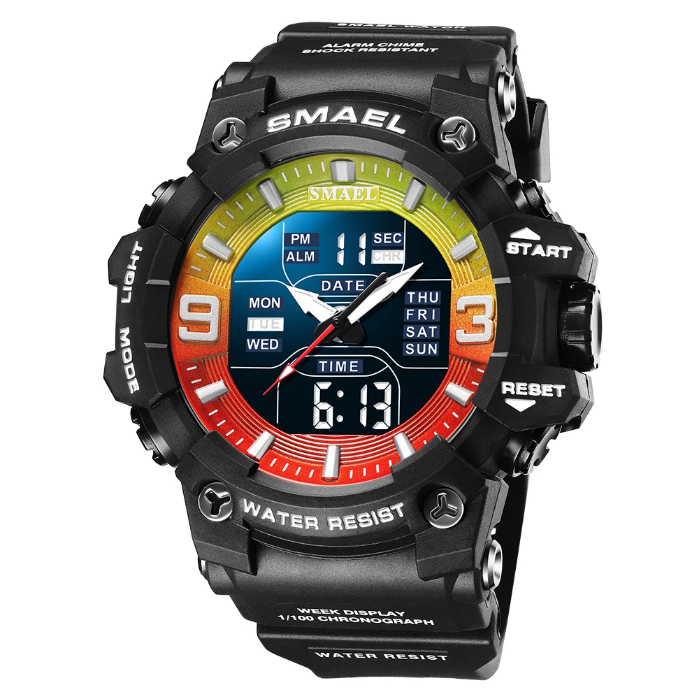 

SAMEL Sport Style Men Digital Watch Shock Military Watches Dual Display Waterproof Army Time Quartz Wristwatch Male Sports Clock