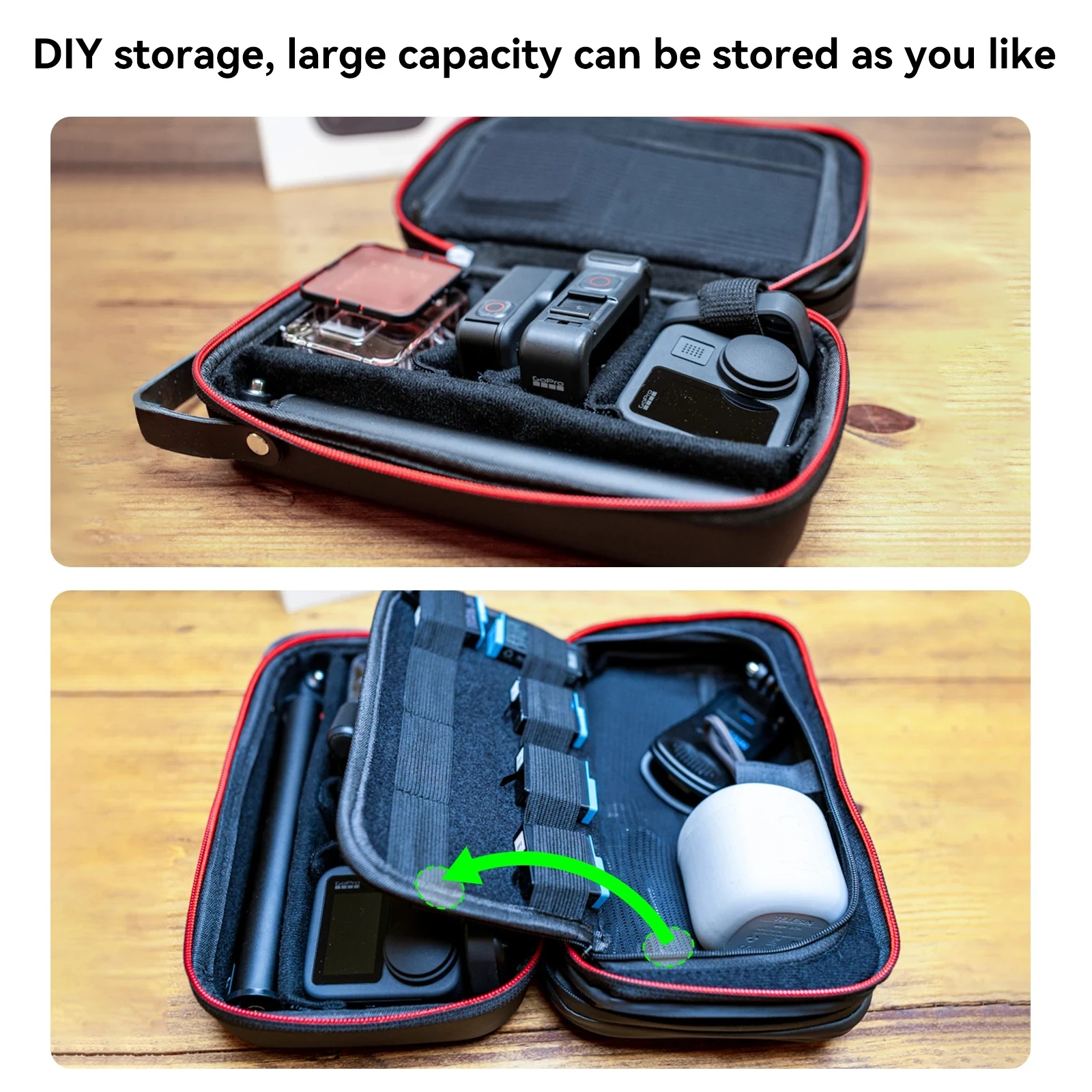 TELESIN Waterproof Action Camera Hard Carrying Case Storage Box Protective Bag for GoPro 13 12 11 10 DJI Action 5 4 Insta360 X4