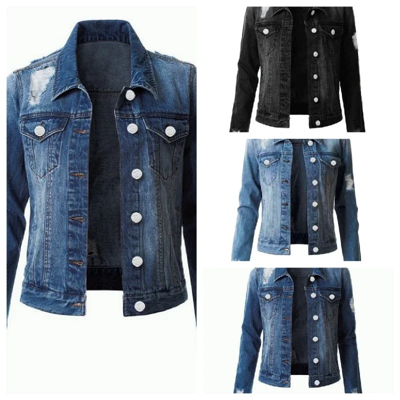 

Denim Coat Women Spring Coats 2023 Double-Breasted Denim Jacket for Woman S-3XL Retro Vintage Loose Fashion Jackets Plus Size
