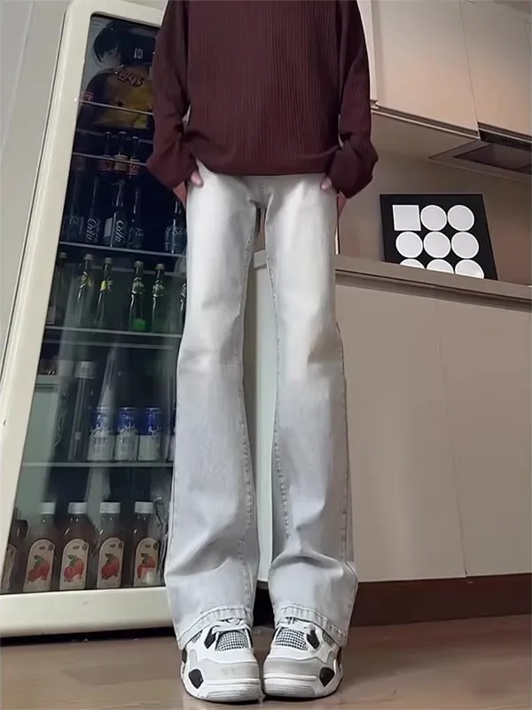 

Мужские джинсы Slim Fit American Style с флисовой подкладкой, прямые, слегка расклешенные, в стиле High Street Vibe, для осени и зимы