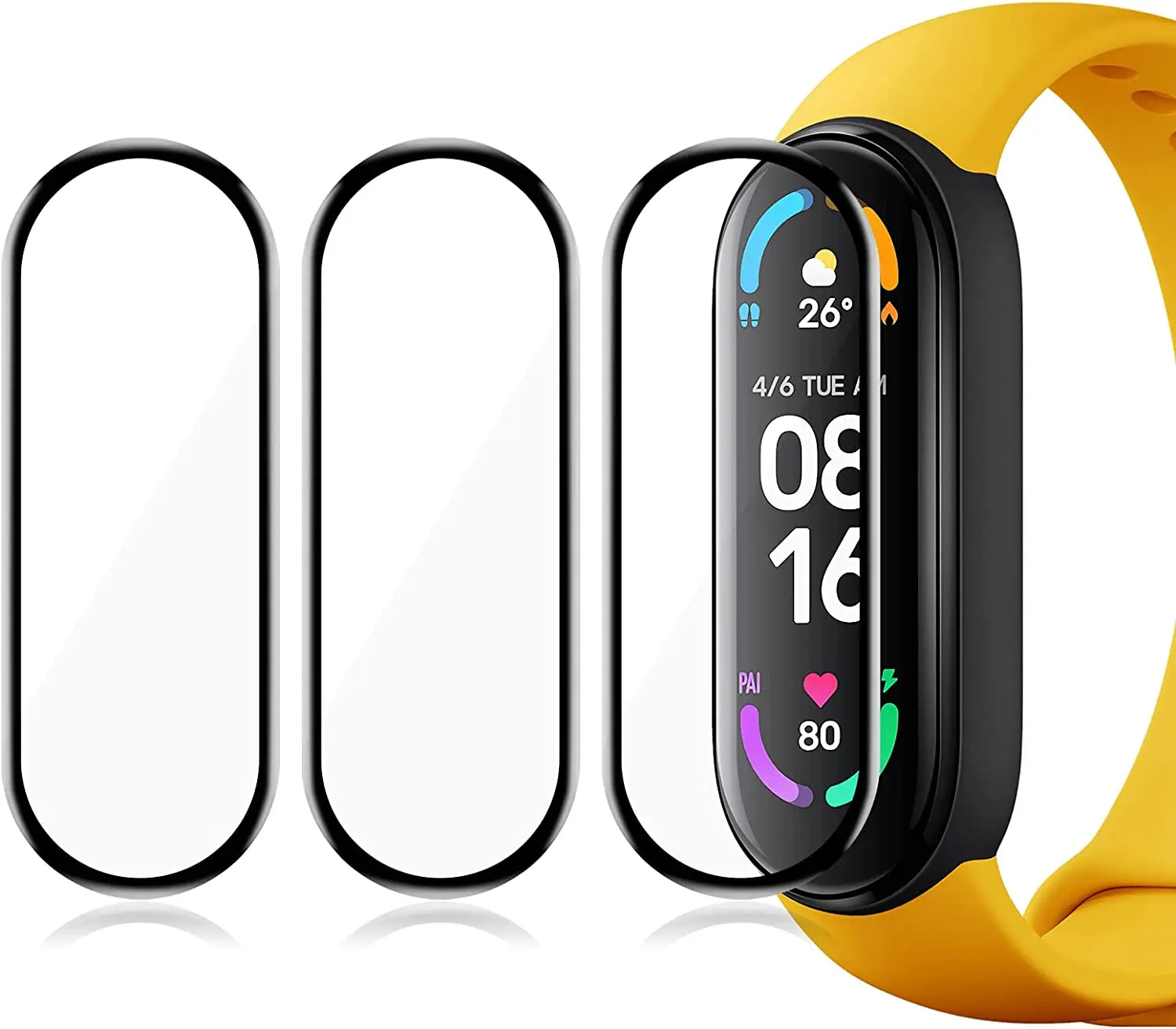 Protector de pantalla de cristal 10D para Xiaomi Mi band 8, 7, 6, 5 y 4, funda protectora completa para pulsera inteligente