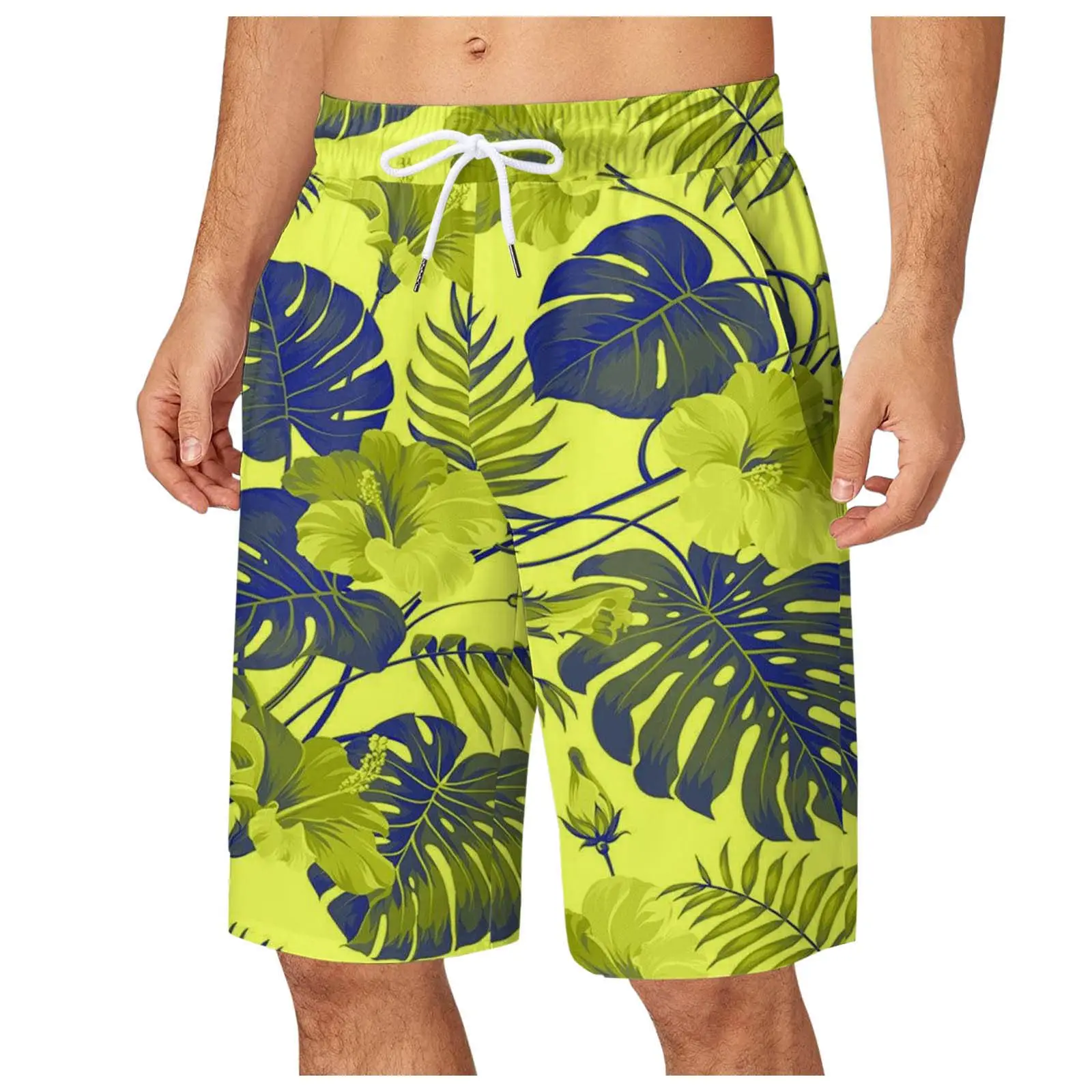 

Мужские спортивные шорты с принтом листьев для мальчиков, летние крутые гавайские повседневные плавки с 3D принтом, шорты для серфинга на шнурке