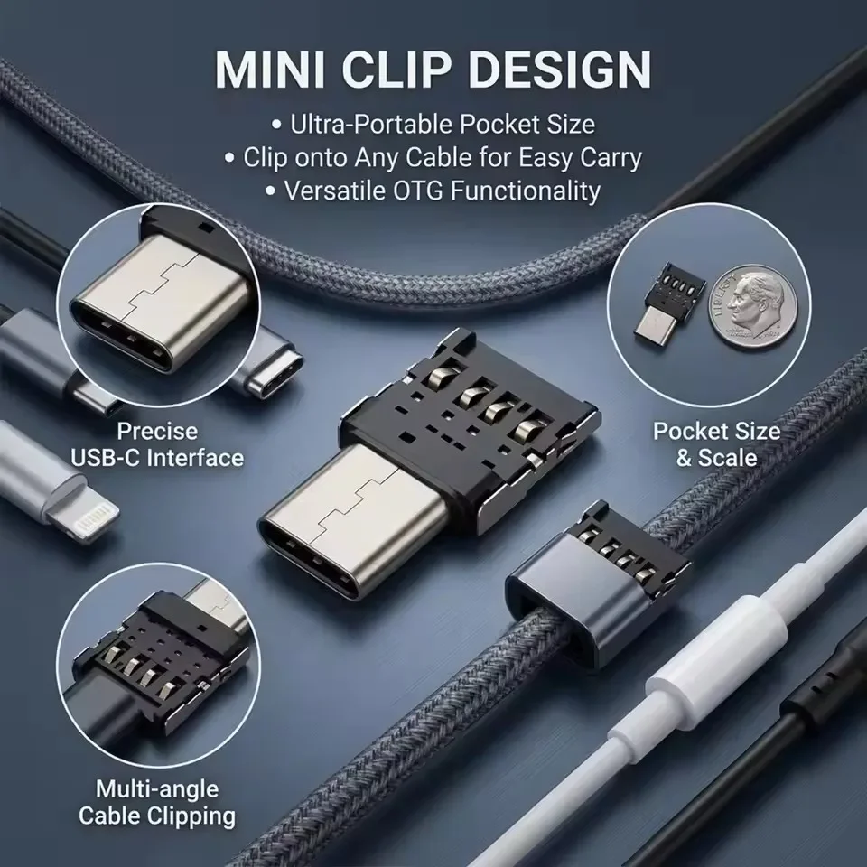 1-20Pcs Otg Micro USB Type C Adapter Usb-C Male to USB 2.0 Female Data Connector for MacBook Samsung Xiaomi Huawei Android Phone