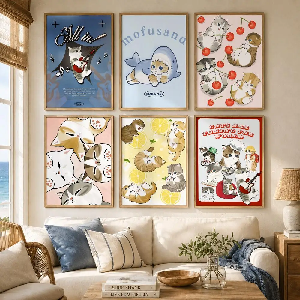 Cute Cat Character Brand M-Mofusand Poster Versatile HD Waterproof Wall Art Self-Adhesive Decor for Any Space Ideal Gift