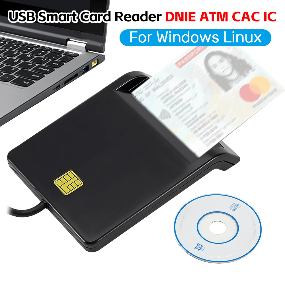 Stabiele bediening USB Smart Card Reader Betrouwbare eenvoud voor DNIE ATM CAC IC ID SIM Card Cloner Connector Windows