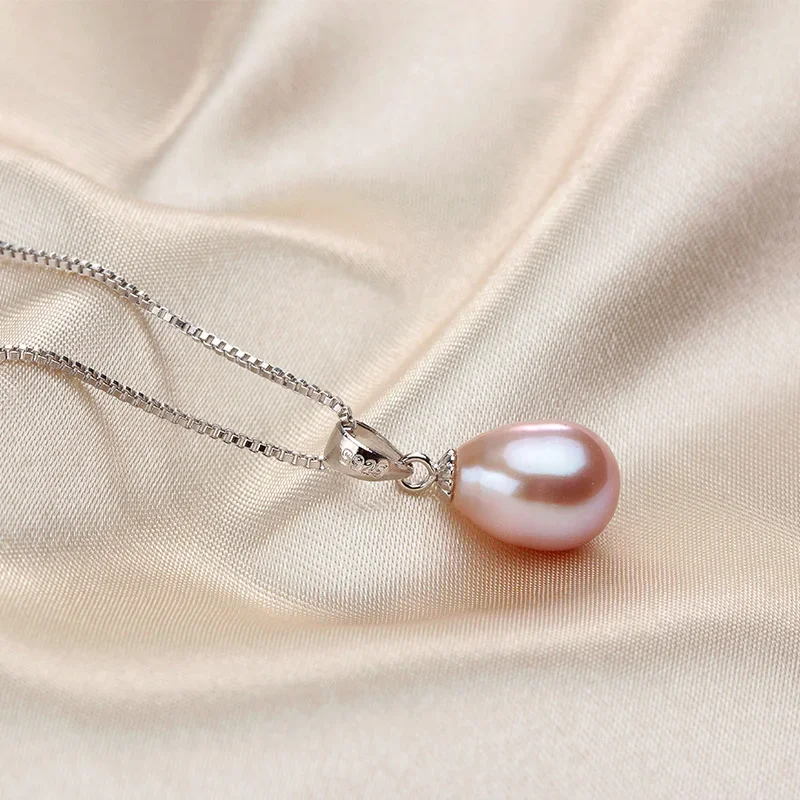 AAAA Genuine Freshwater Pearl Pendants 8-9mm 925 Sterling Silver Necklace For Women Wholesale Small Size Natural Pearl Jewelry