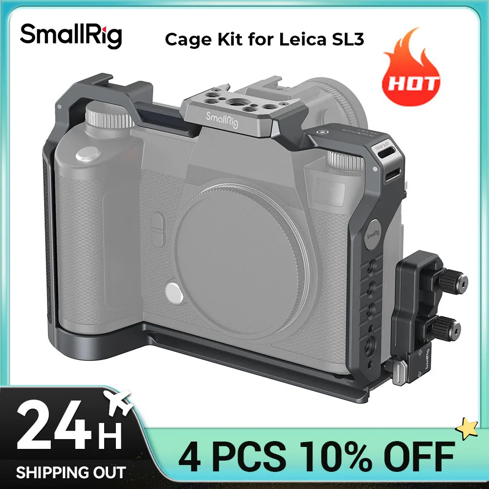 

SmallRig Cage Kit for Leica SL3 with One-Touch Release Cable Clamp,Titanium Alloy Frame,Support QD Quick Release Shoulder Strap