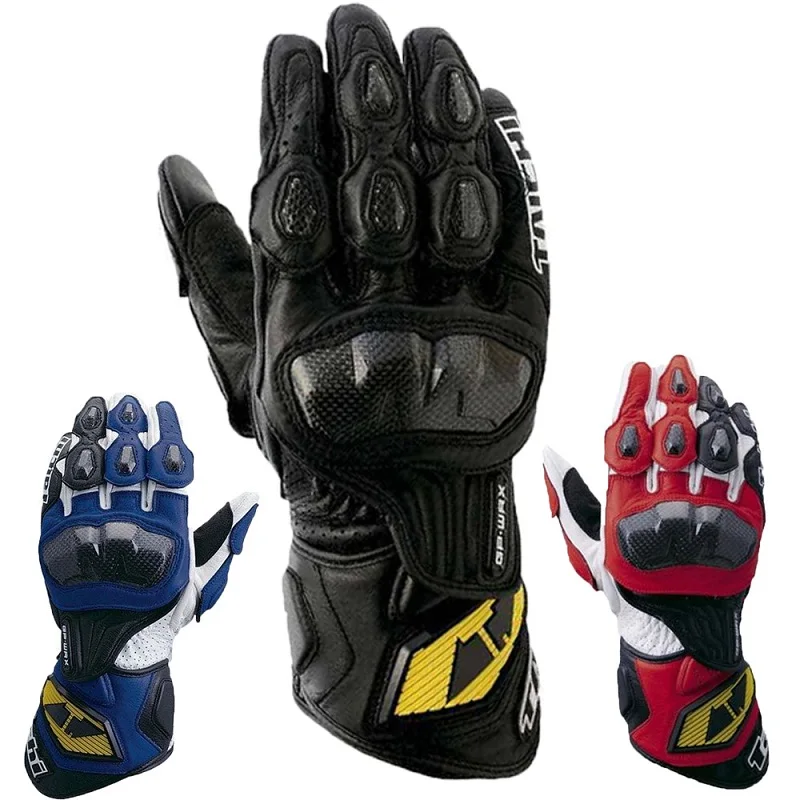 Guantes de protección para motocicleta, manoplas largas de carcasa dura para vehículo todoterreno de montaña, guantes de cuero de fibra de carbono