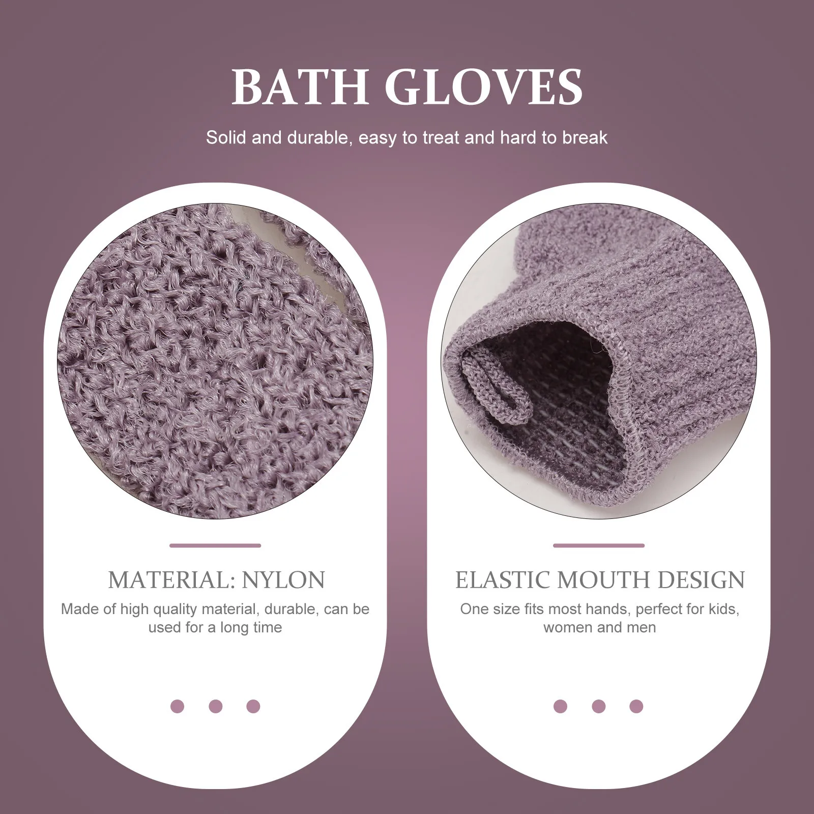 ถุงมือขัดผิวอาบน้ำแบบห้านิ้ว สีม่วง 1 คู่ สำหรับขัดผิวอย่างอ่อนโยน เหมาะสำหรับผู้ชายและผู้หญิง ช่วยทำความสะอาดผิวให้นุ่ม