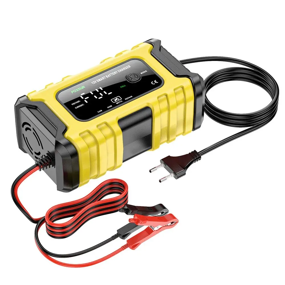 Cargador de batería automotriz de 12V y 6A, pantalla Digital, cargador de batería inteligente, cargadores de reparación, batería de plomo ácido húmedo y seco AGM