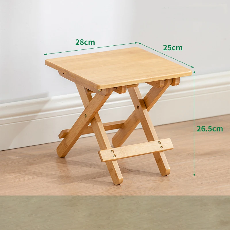 Bamboo Folding Stool Solid Wood Fishing Chair Square Bench Multi-Function Collapsible Shower Footstool Portable Outdoor StoolBam