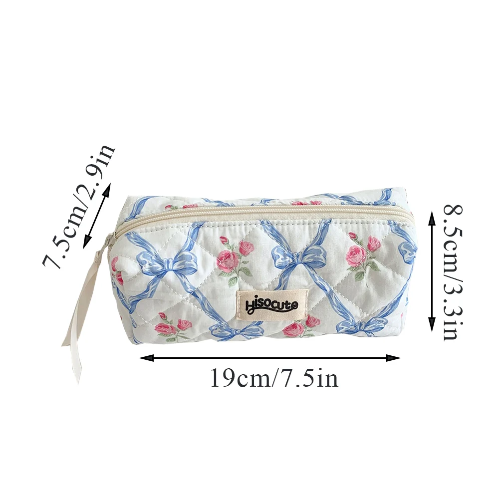 Bow Flower Makeup Bag Cosmetic Bag Women Zipper Storage Bag Large Capacity Portable Handbag Toiletry Case for Girls Cosmetiquera